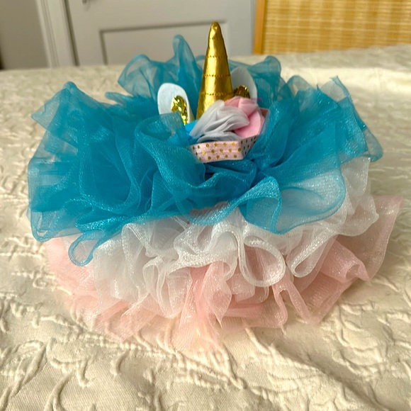 Aqua, White, and Pink Infant Tutu with Matching Unicorn Headband - Picture 1 of 4